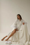 Bride Robe With Feather Sleeves